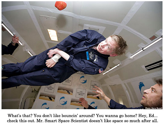 hawking in space