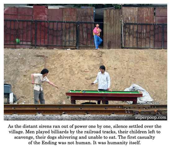 billiards by the railroad tracks